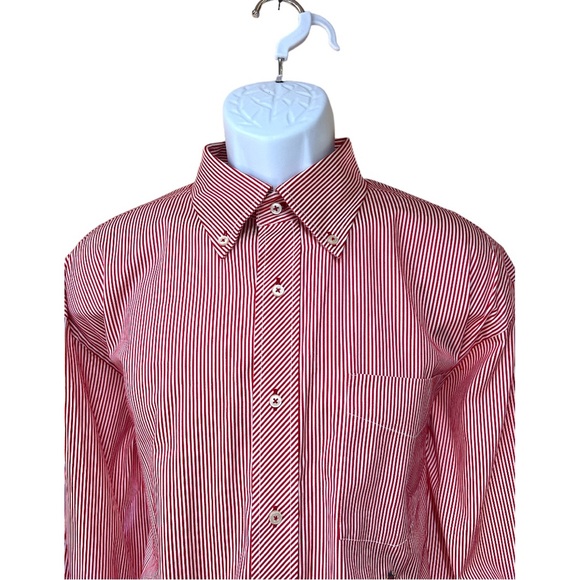 Sz Large 80s 2 Ply Fabric Tommy Hilfiger Textured Stripe Long Sleeve Button Down - Picture 2 of 6